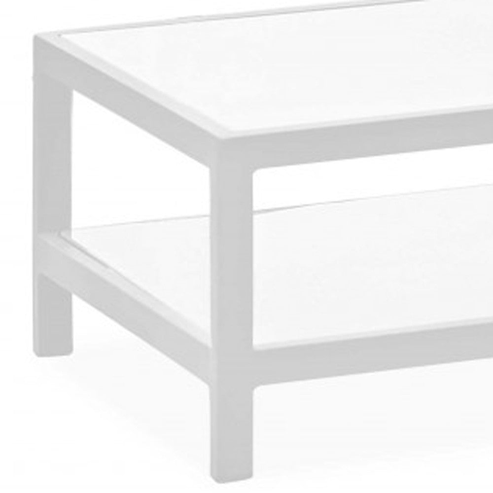 HomeRoots 35" x 22" 14.5" Aluminum Coffee Table in White Finish