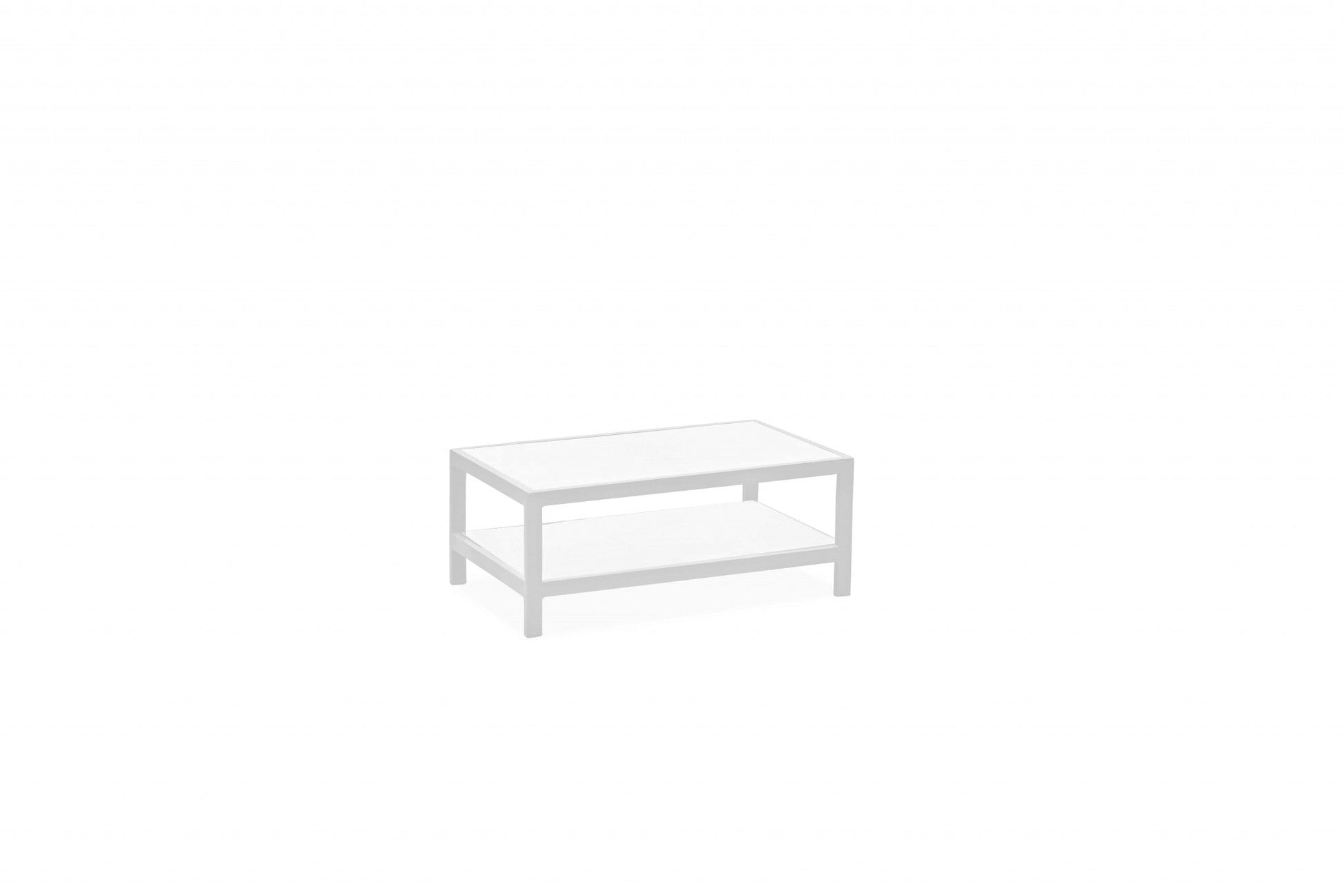 HomeRoots 35" x 22" 14.5" Aluminum Coffee Table in White Finish