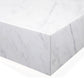HomeRoots 35 x 35 x 11 White Marble Coffee Table with Casters