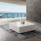 HomeRoots 35 x 35 x 11 White Marble Coffee Table with Casters