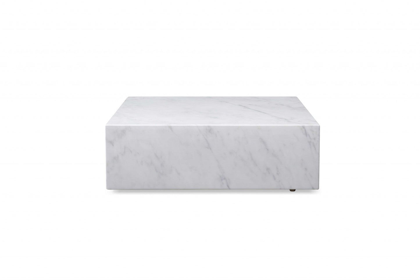 HomeRoots 35 x 35 x 11 White Marble Coffee Table with Casters