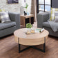 HomeRoots 35" x 35" x 16" Natural And Black Particle Board Coffee Table