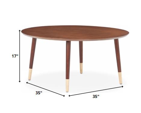 HomeRoots 35" x 35" x 17" Mid-Century Modern Coffee Table in Walnut Finish