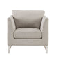 HomeRoots 35" x 38" x 36" Linen Upholstery Metal Leg Chair in Beige Finish