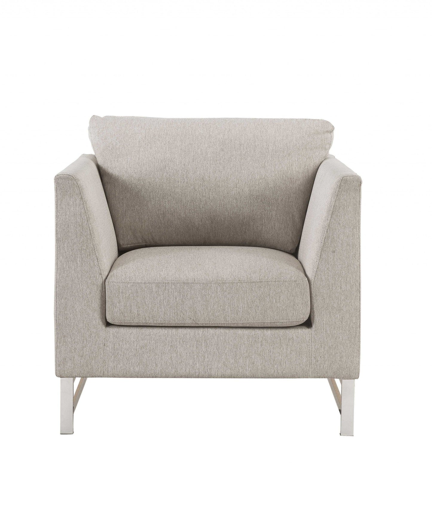 HomeRoots 35" x 38" x 36" Linen Upholstery Metal Leg Chair in Beige Finish