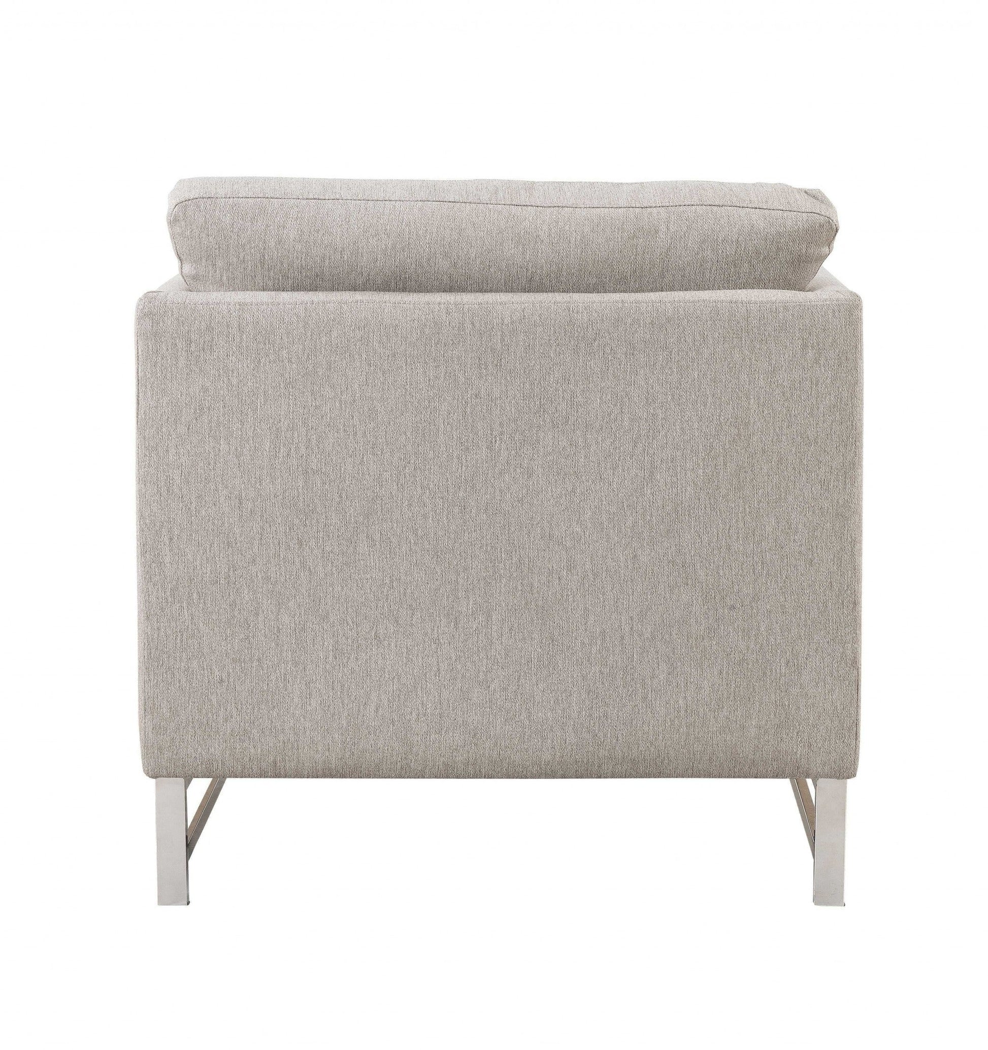 HomeRoots 35" x 38" x 36" Linen Upholstery Metal Leg Chair in Beige Finish