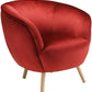 HomeRoots 35" x 39" x 33" Velvet Accent Chair in Red Finish