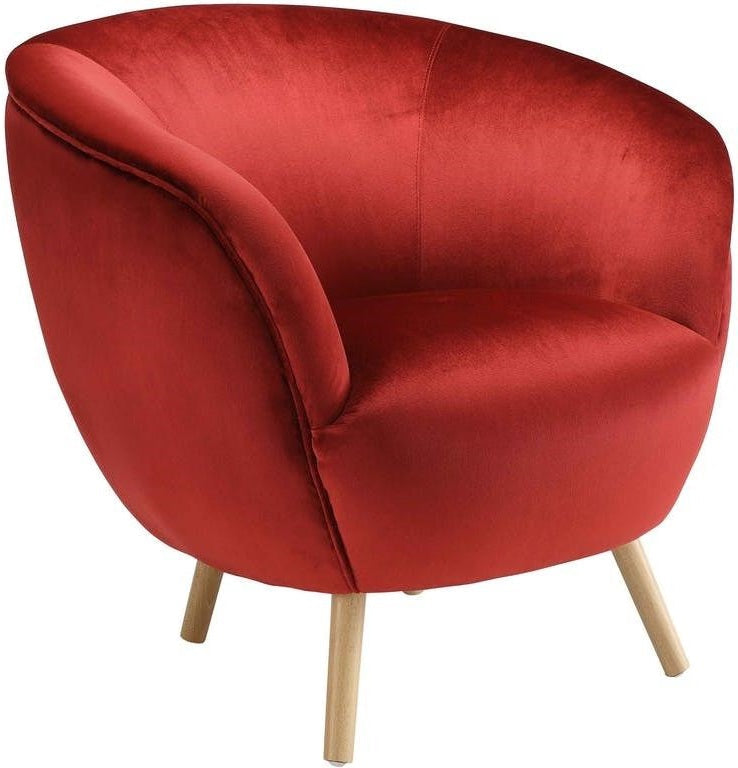 HomeRoots 35" x 39" x 33" Velvet Accent Chair in Red Finish