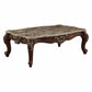 HomeRoots 35" x 58" x 20" Walnut Wood Coffee Table With Marble Top Finish
