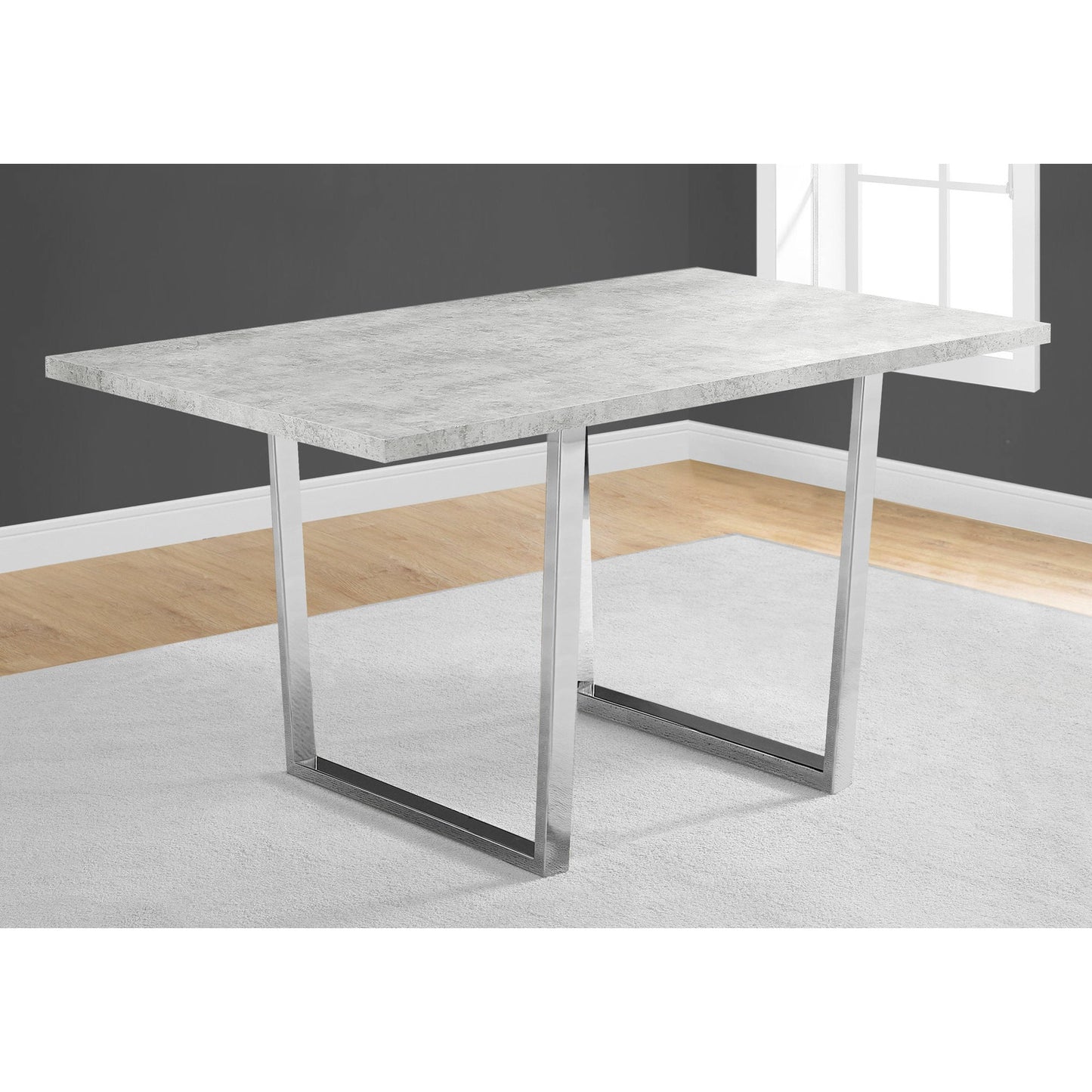 HomeRoots 35.5" X 59" X 30.25" Particle Board Metal Dining Table in Gray Finish