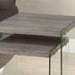 HomeRoots 35.5" x 35.5" x 35.5" Dark Taupe Clear Particle Board Tempered Glass Nesting Table in Set of 2