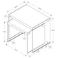 HomeRoots 35.5" x 35.5" x 35.5" Dark Taupe Clear Particle Board Tempered Glass Nesting Table in Set of 2