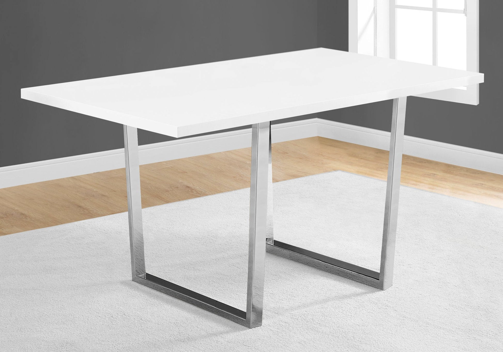 HomeRoots 35.5" x 59" x 30.25" White Particle Board Metal Dining Table