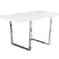 HomeRoots 35.5" x 59" x 30.25" White Particle Board Metal Dining Table