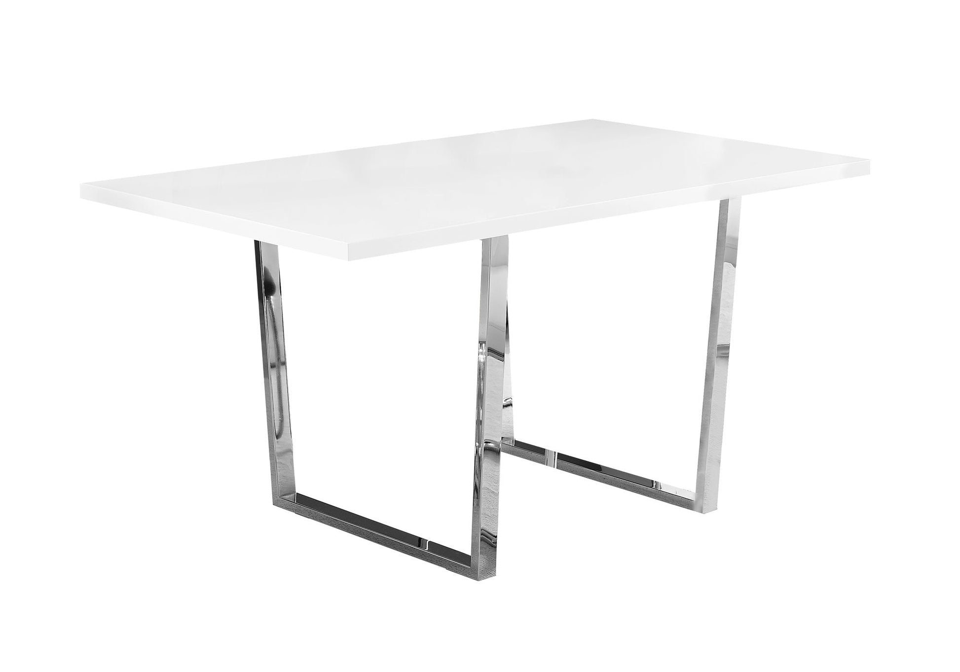 HomeRoots 35.5" x 59" x 30.25" White Particle Board Metal Dining Table