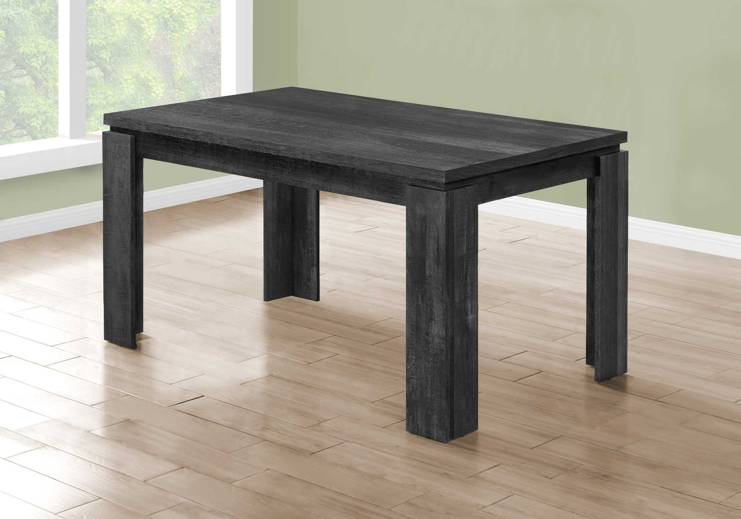 HomeRoots 35.5" x 59" x 30.5" Reclaimed Wood-Look Dining Table in Black Finish