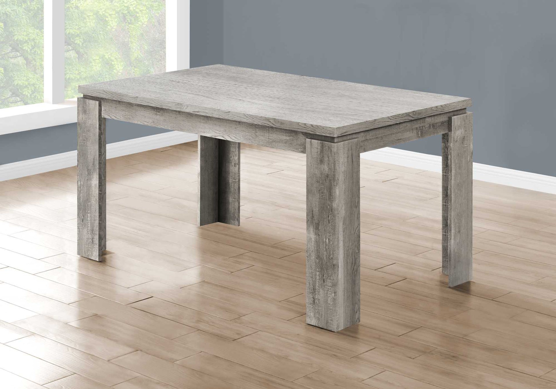 HomeRoots 35.5" x 59" x 30.5" Reclaimed Wood-Look Dining Table in Grey Finish