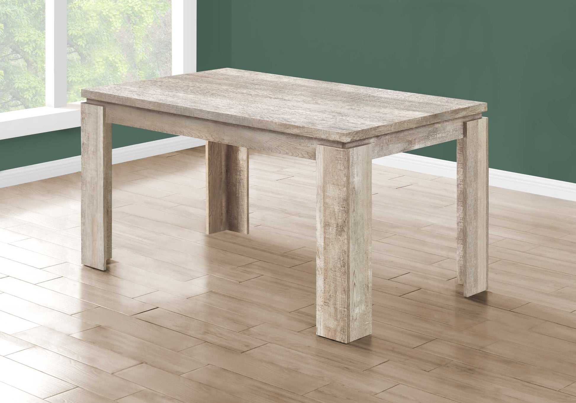 HomeRoots 35.5" x 59" x 30.5" Reclaimed Wood-Look Dining Table in Taupe Finish