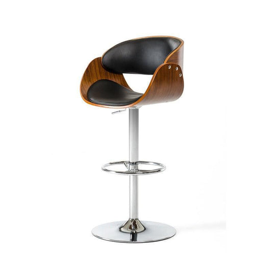 HomeRoots 36" Black Leatherette Veneer And Steel Bar Stool