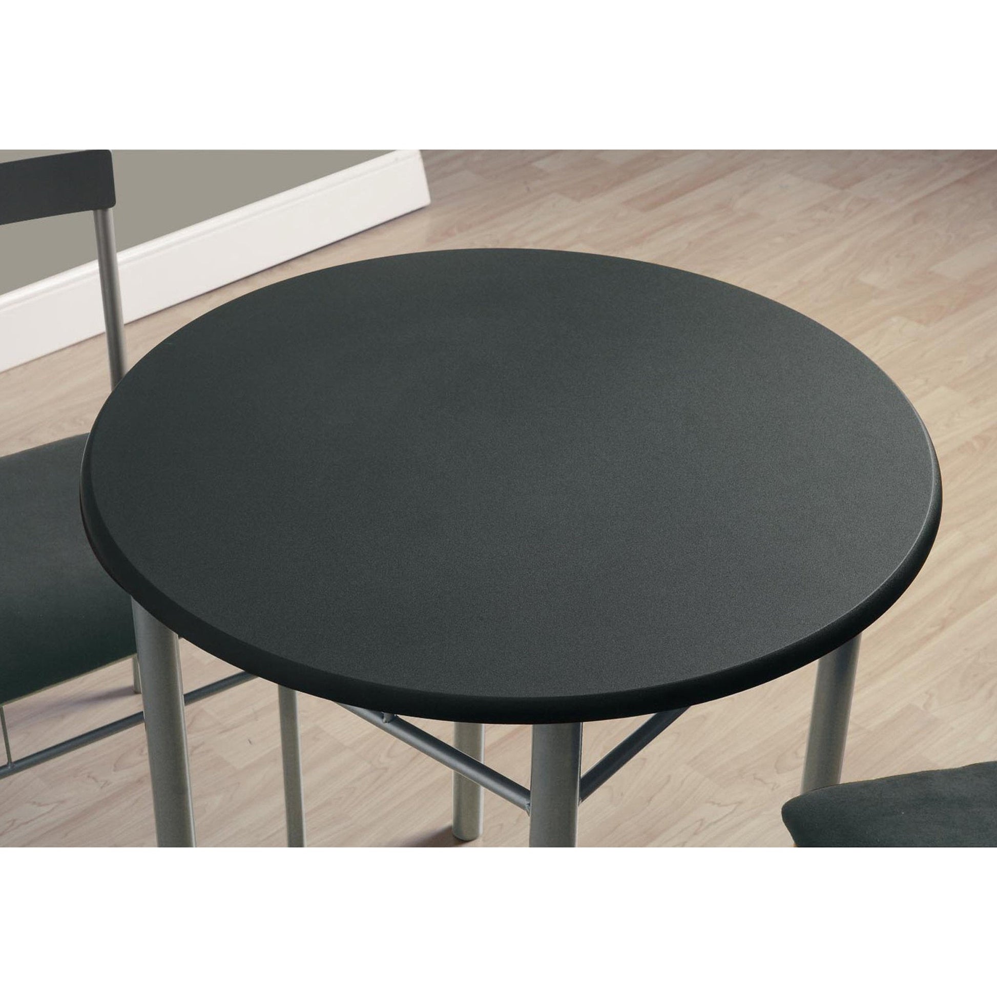 HomeRoots 36" Black Microfiber Foam MDF And Silver Metal Dining in Set of Three