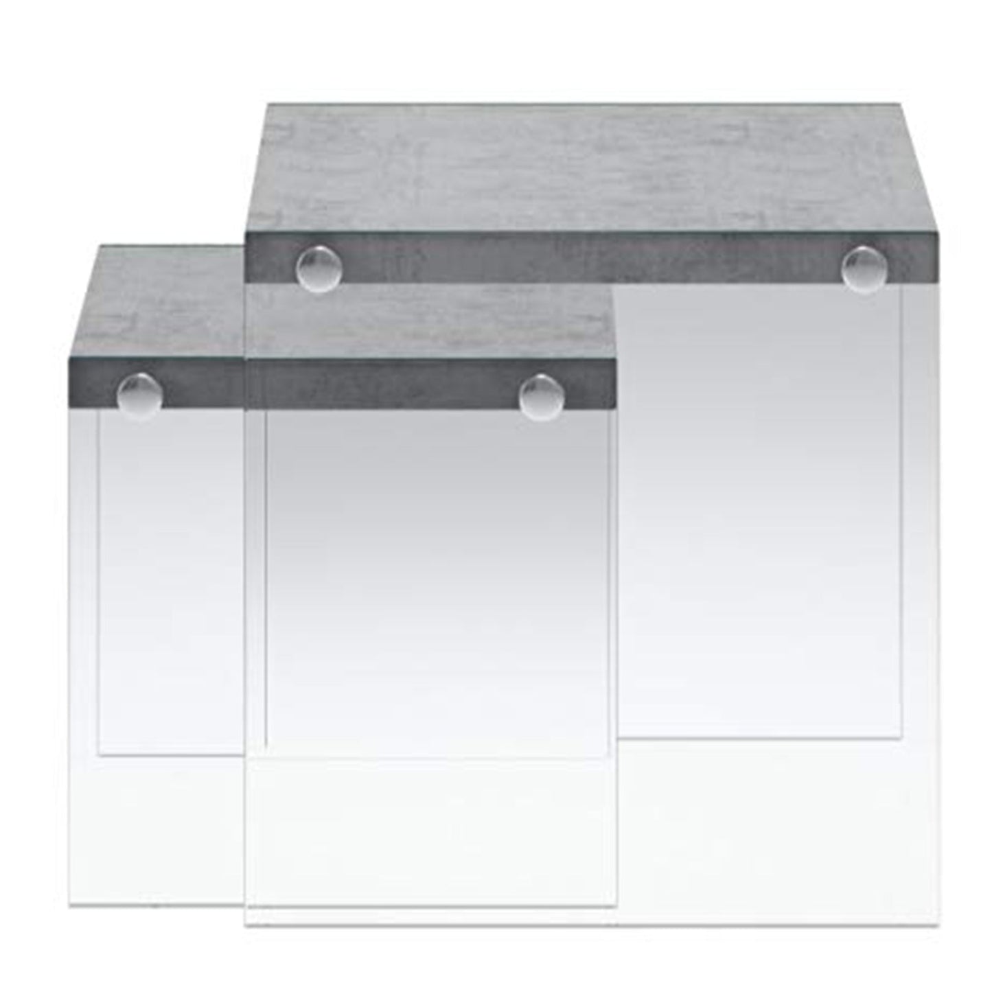HomeRoots 36" Clear And Gray Nested Tables