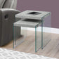 HomeRoots 36" Clear And Gray Nested Tables