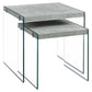 HomeRoots 36" Clear And Gray Nested Tables