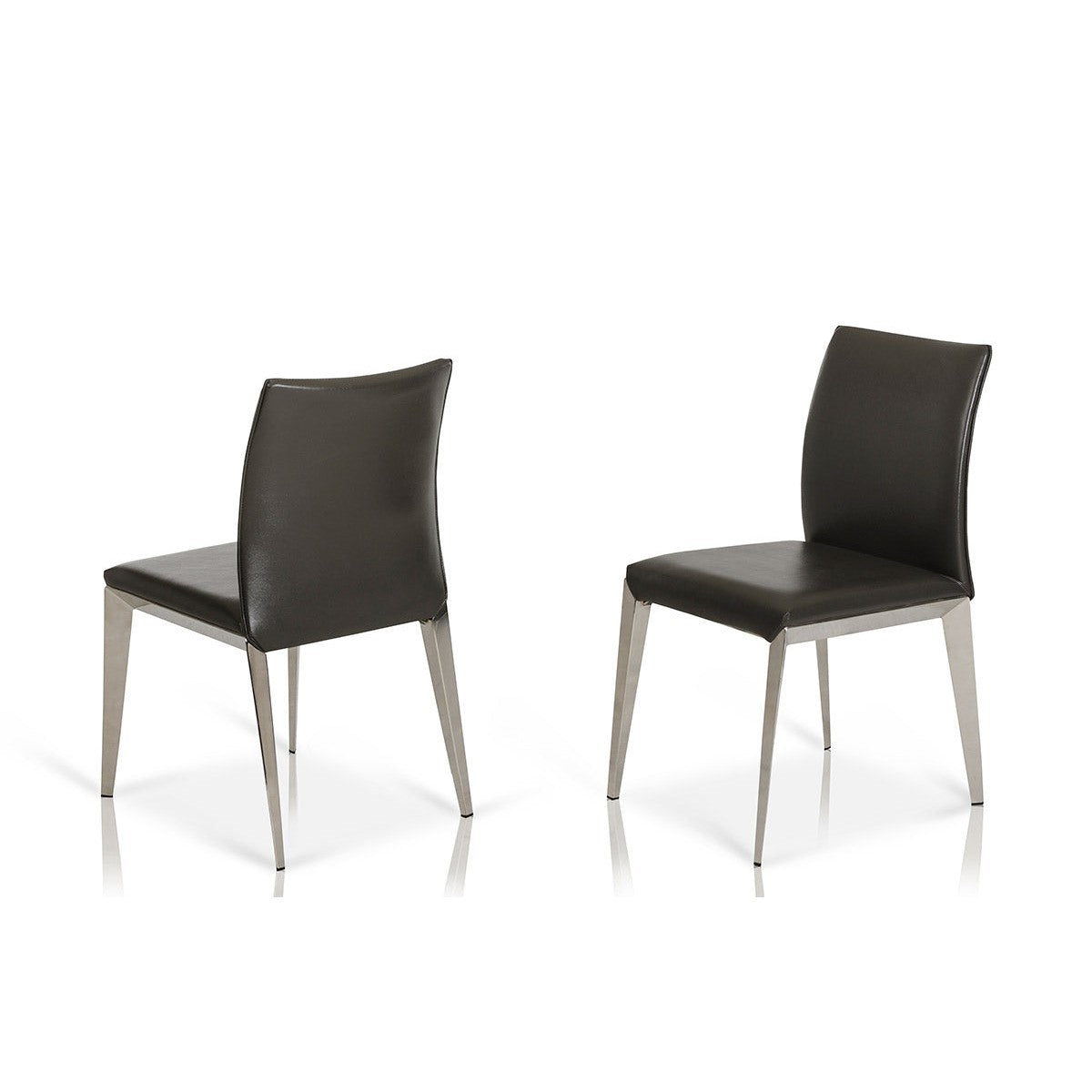 HomeRoots 36" Dark Grey Leatherette And Metal Dining Chair In Set Of Two