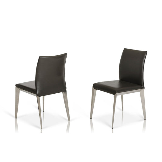 HomeRoots 36" Dark Grey Leatherette And Metal Dining Chair In Set Of Two