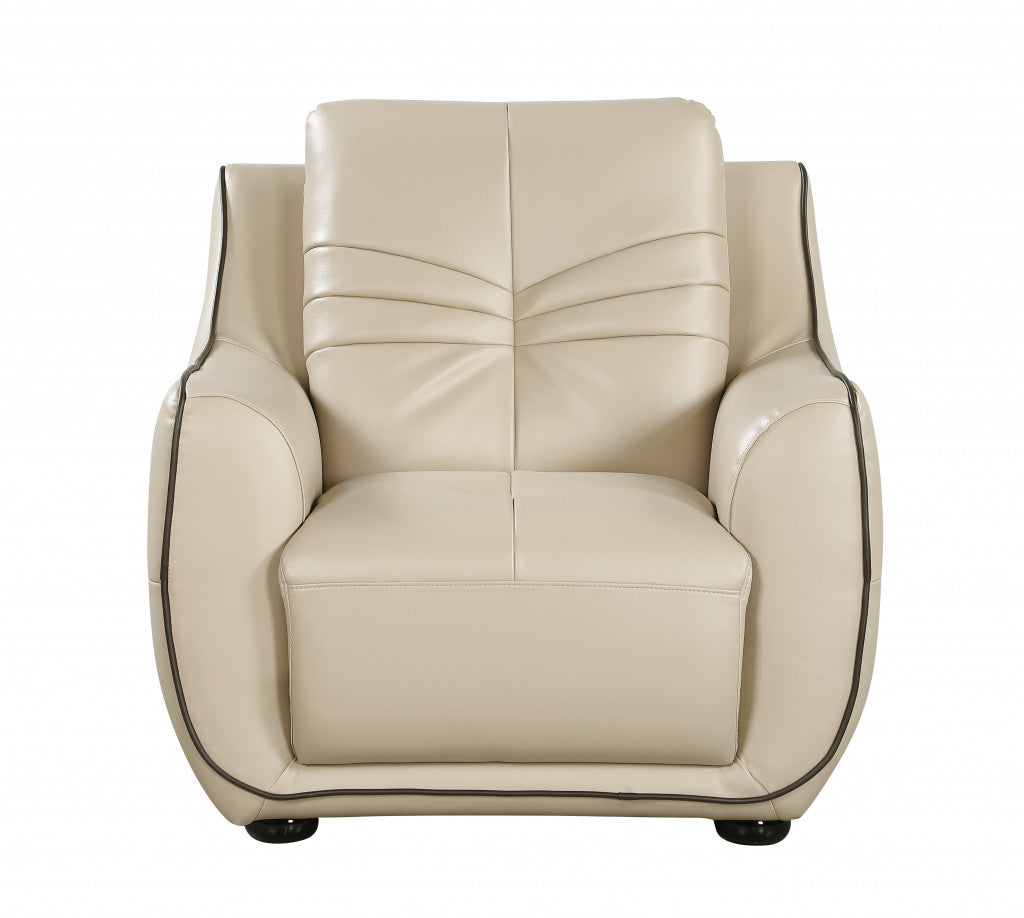 HomeRoots 36" Elegant Faux Leather Chair in Beige Finish