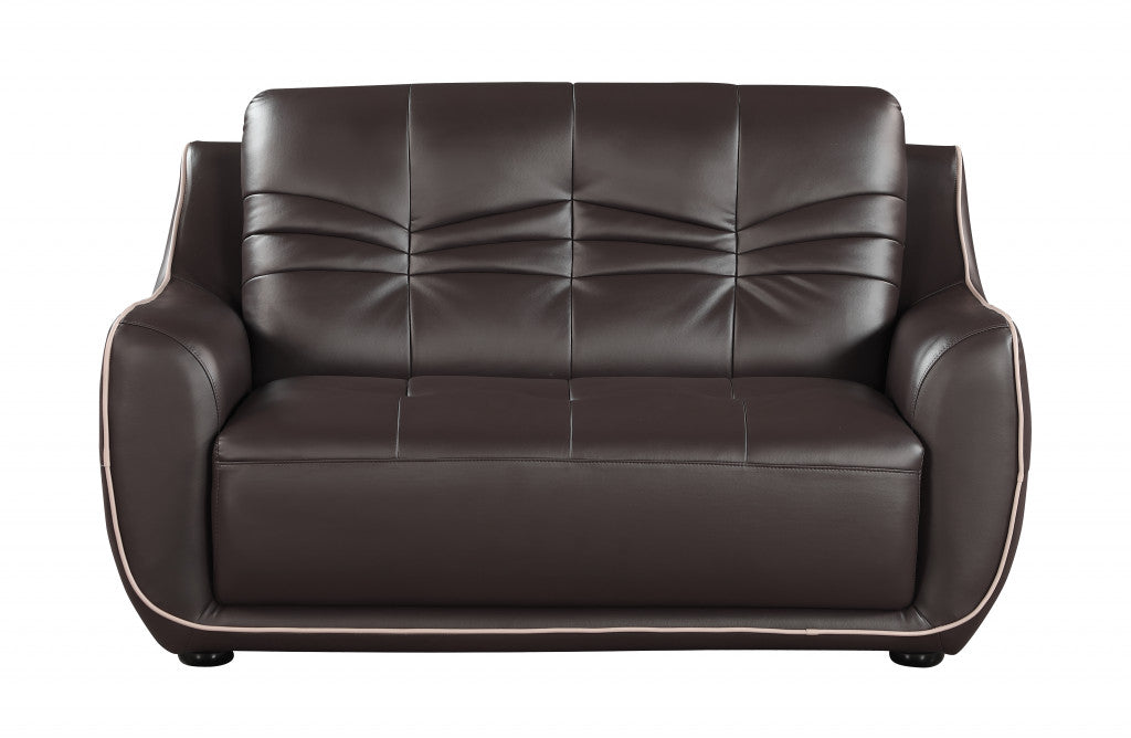 HomeRoots 36" Elegant Leather Chair in Brown Finish