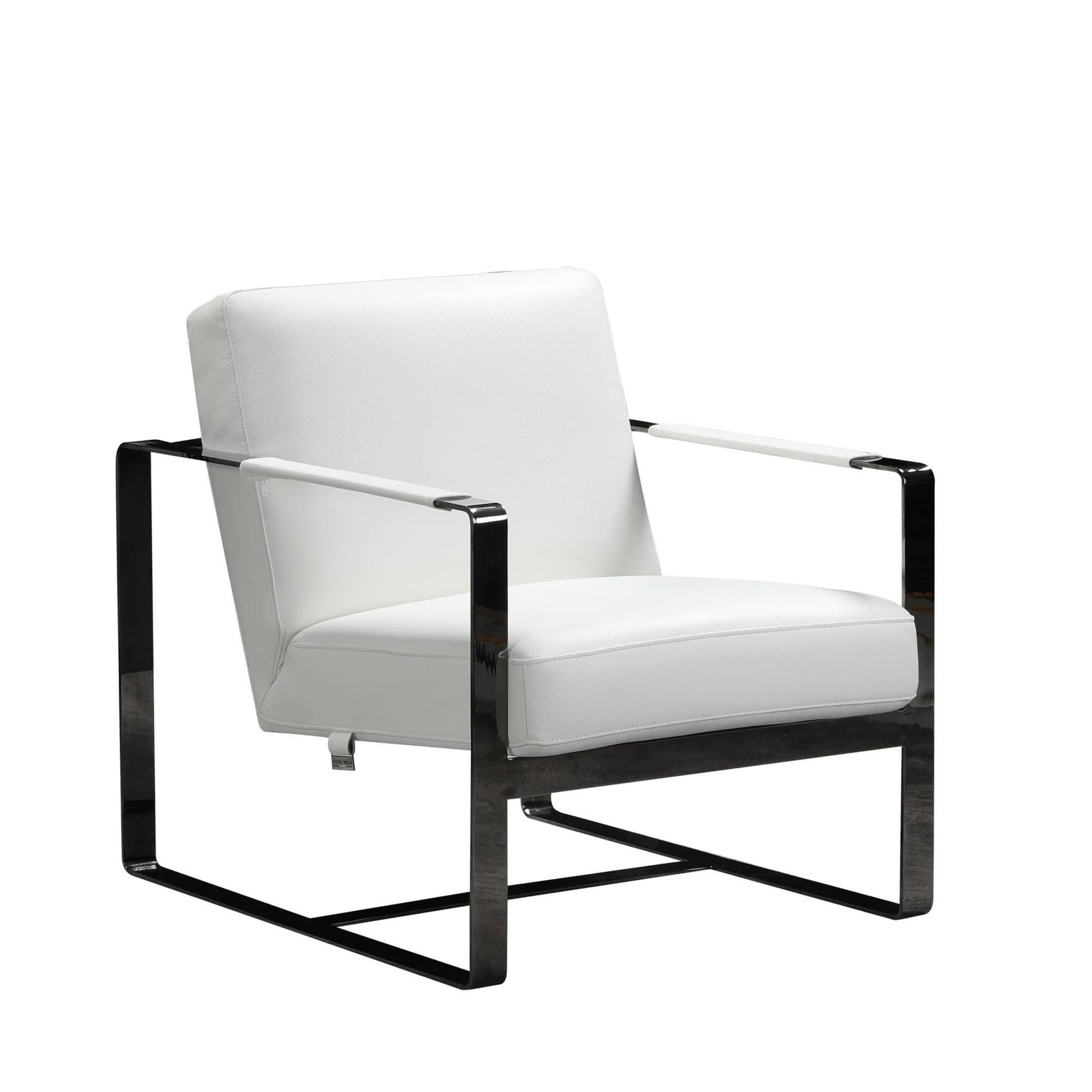 HomeRoots 36" Fabric Arm Chair in White And Black Finish