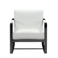 HomeRoots 36" Fabric Arm Chair in White And Black Finish