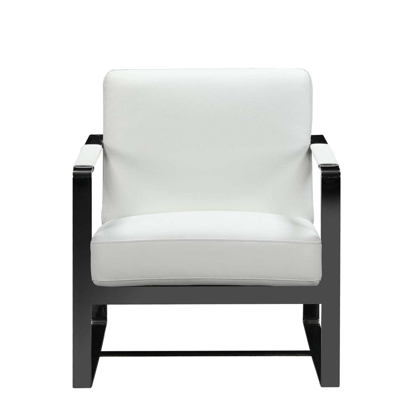 HomeRoots 36" Fabric Arm Chair in White And Black Finish