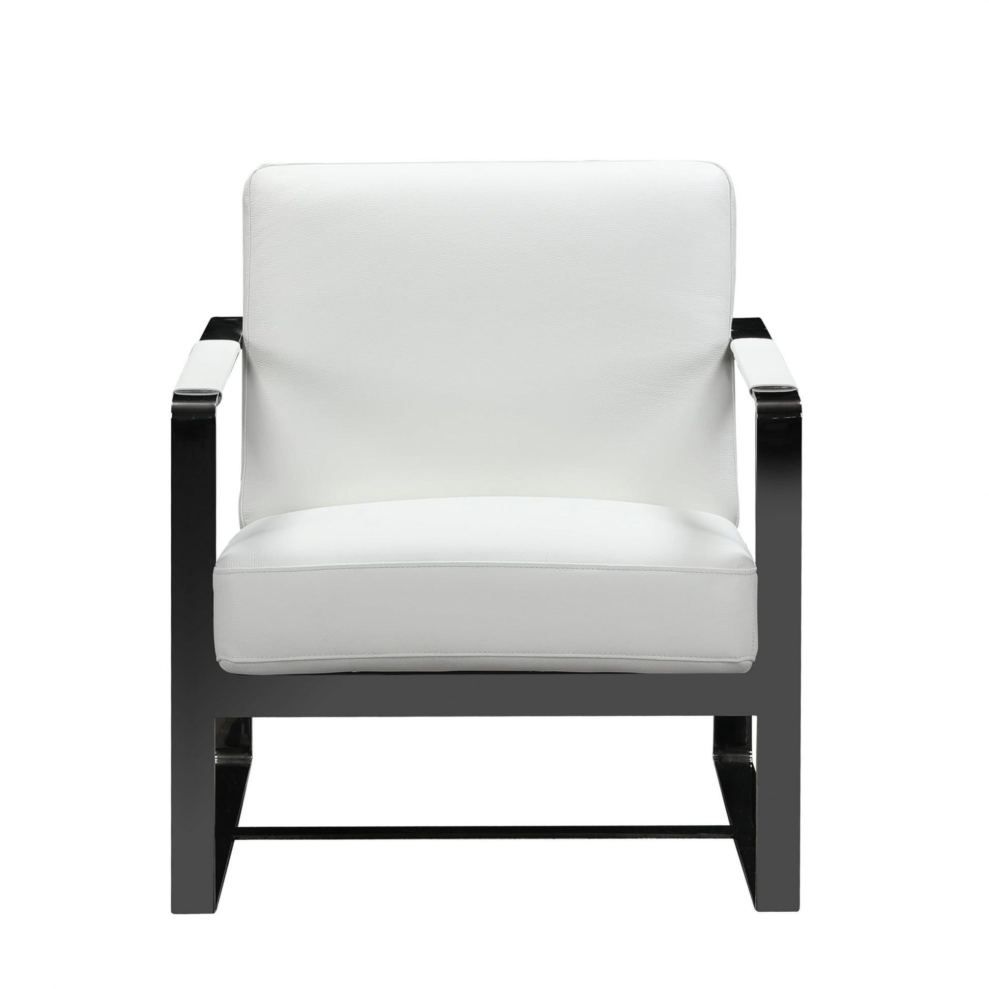 HomeRoots 36" Fabric Arm Chair in White And Black Finish