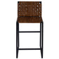 HomeRoots 36" Leather Bar Chair With Footrest in Brown and Black Finish