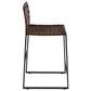 HomeRoots 36" Leather Bar Chair With Footrest in Brown and Black Finish
