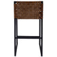 HomeRoots 36" Leather Bar Chair With Footrest in Brown and Black Finish
