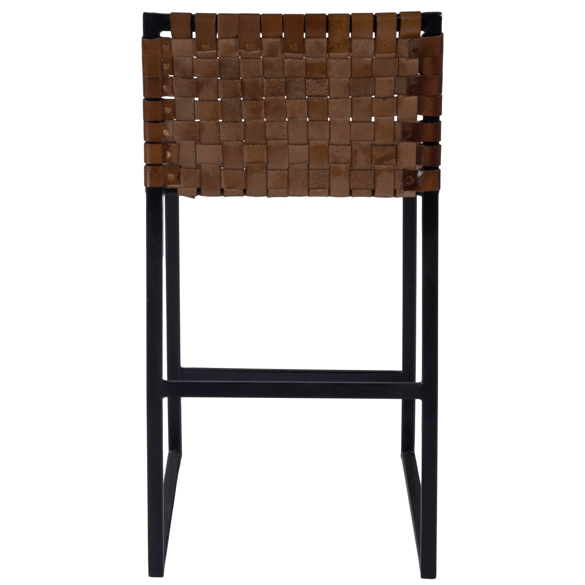 HomeRoots 36" Leather Bar Chair With Footrest in Brown and Black Finish