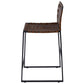 HomeRoots 36" Leather Bar Chair With Footrest in Brown and Black Finish