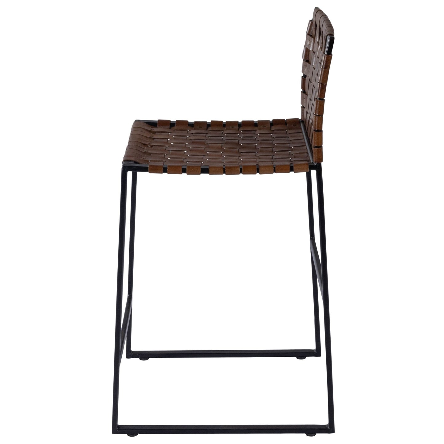 HomeRoots 36" Leather Bar Chair With Footrest in Brown and Black Finish
