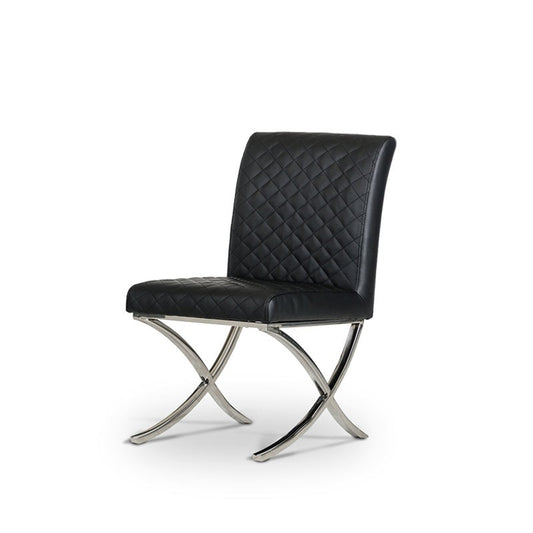 HomeRoots 36" Leatherette And Stainless Steel Dining Chair In Black Finish