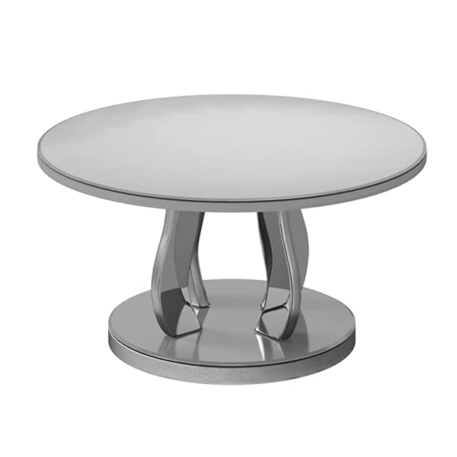 HomeRoots 36" Mirrored Round Mirrored Coffee Table in Silver Finish