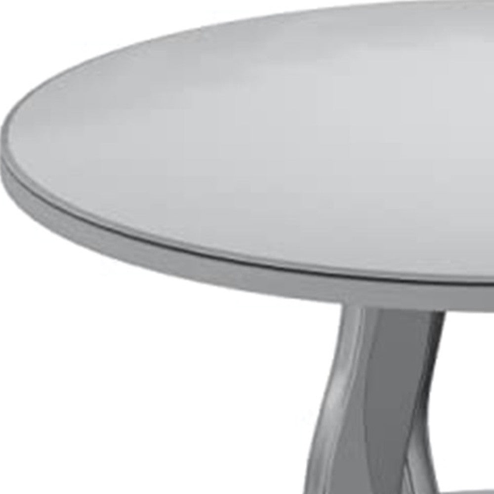 HomeRoots 36" Mirrored Round Mirrored Coffee Table in Silver Finish