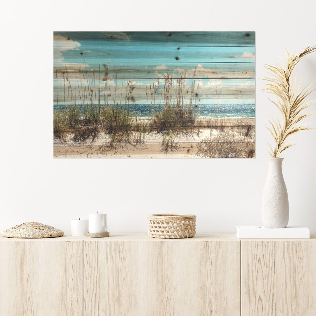 HomeRoots 36" Ocean Sand Dunes Wood Plank Wall Art