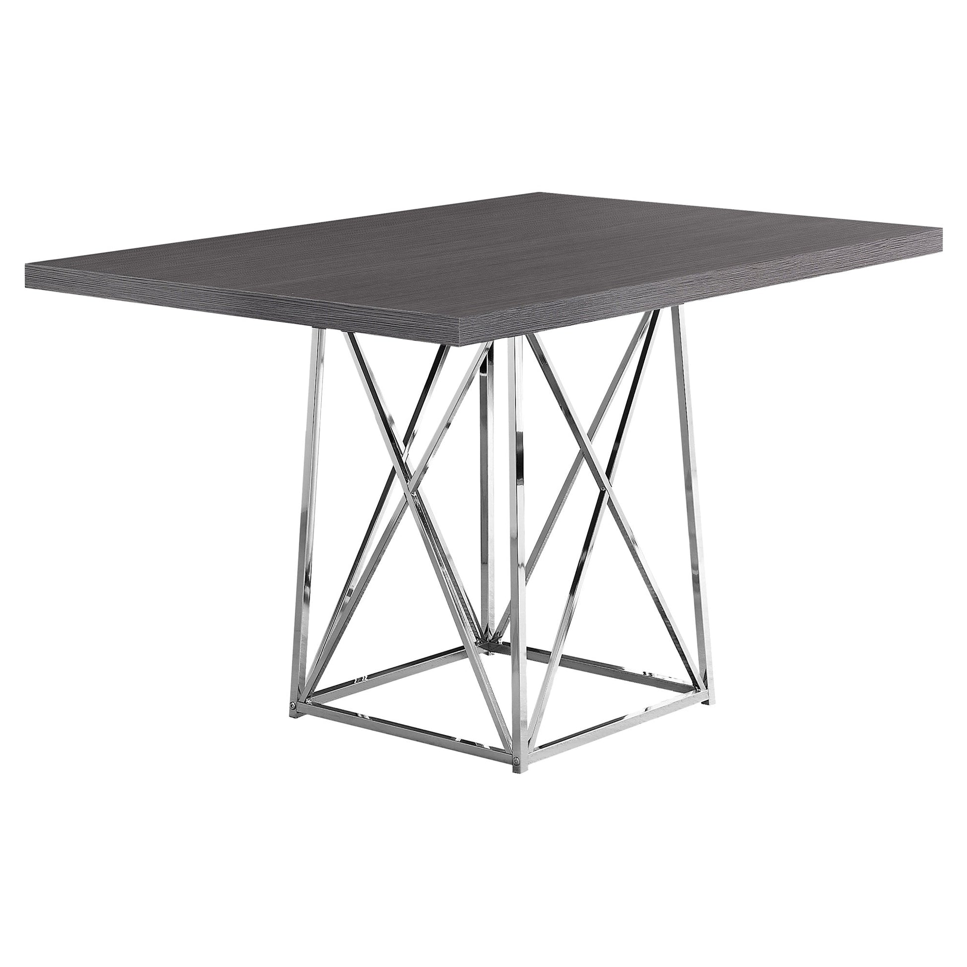 HomeRoots 36" Rectangular Manufactured Wood And Metal Dining Table in Grey And Silver Finish