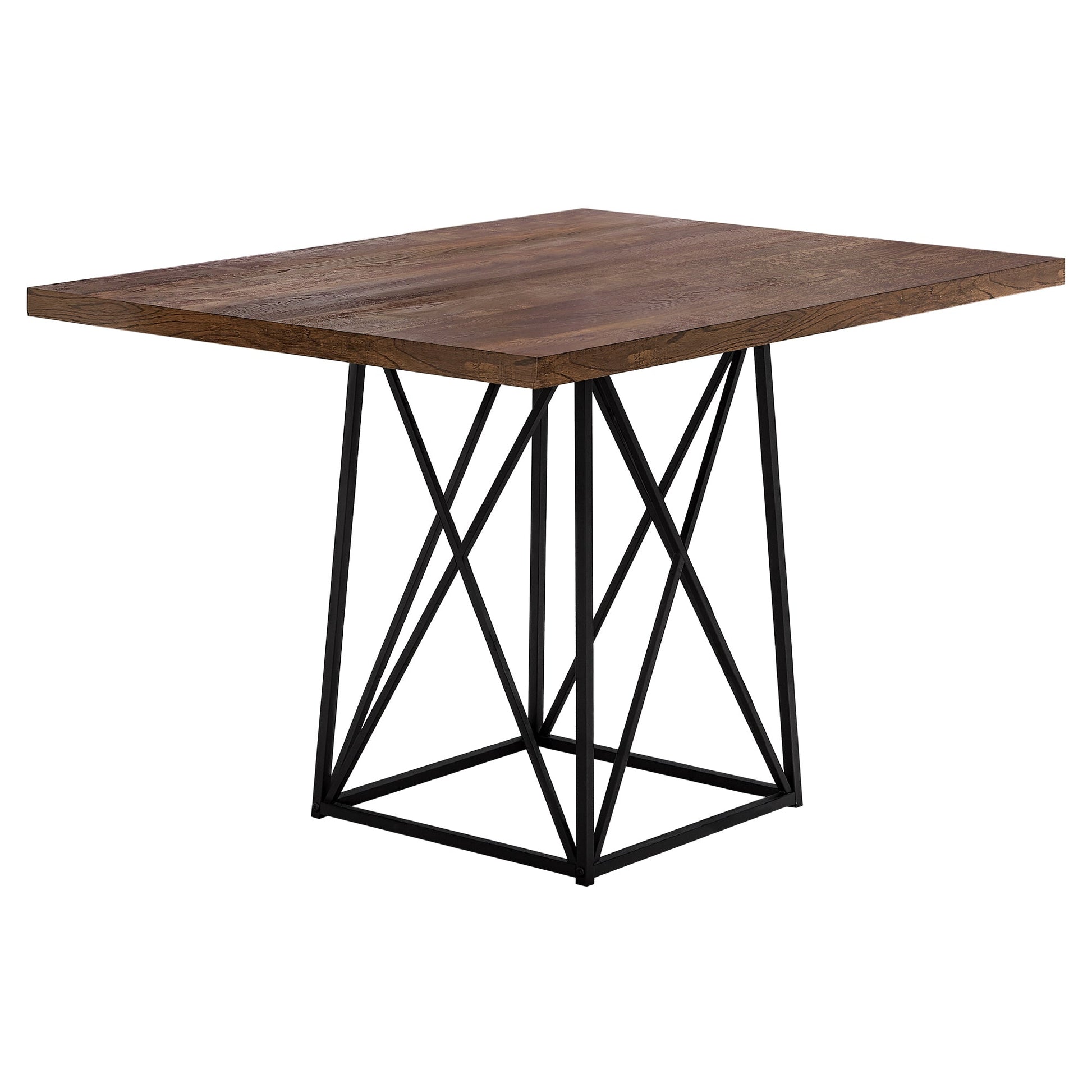 HomeRoots 36" Rectangular Solid Wood And Metal Dining Table in Brown and Black Finish