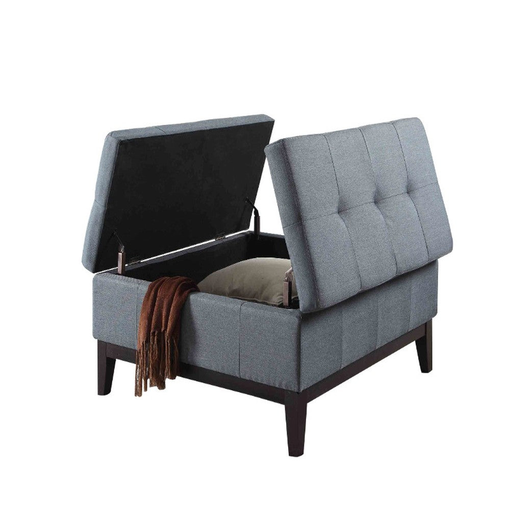 HomeRoots 36" Slate Blue and Black Ottoman With Hidden Storage