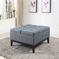 HomeRoots 36" Slate Blue and Black Ottoman With Hidden Storage