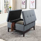 HomeRoots 36" Slate Blue and Black Ottoman With Hidden Storage